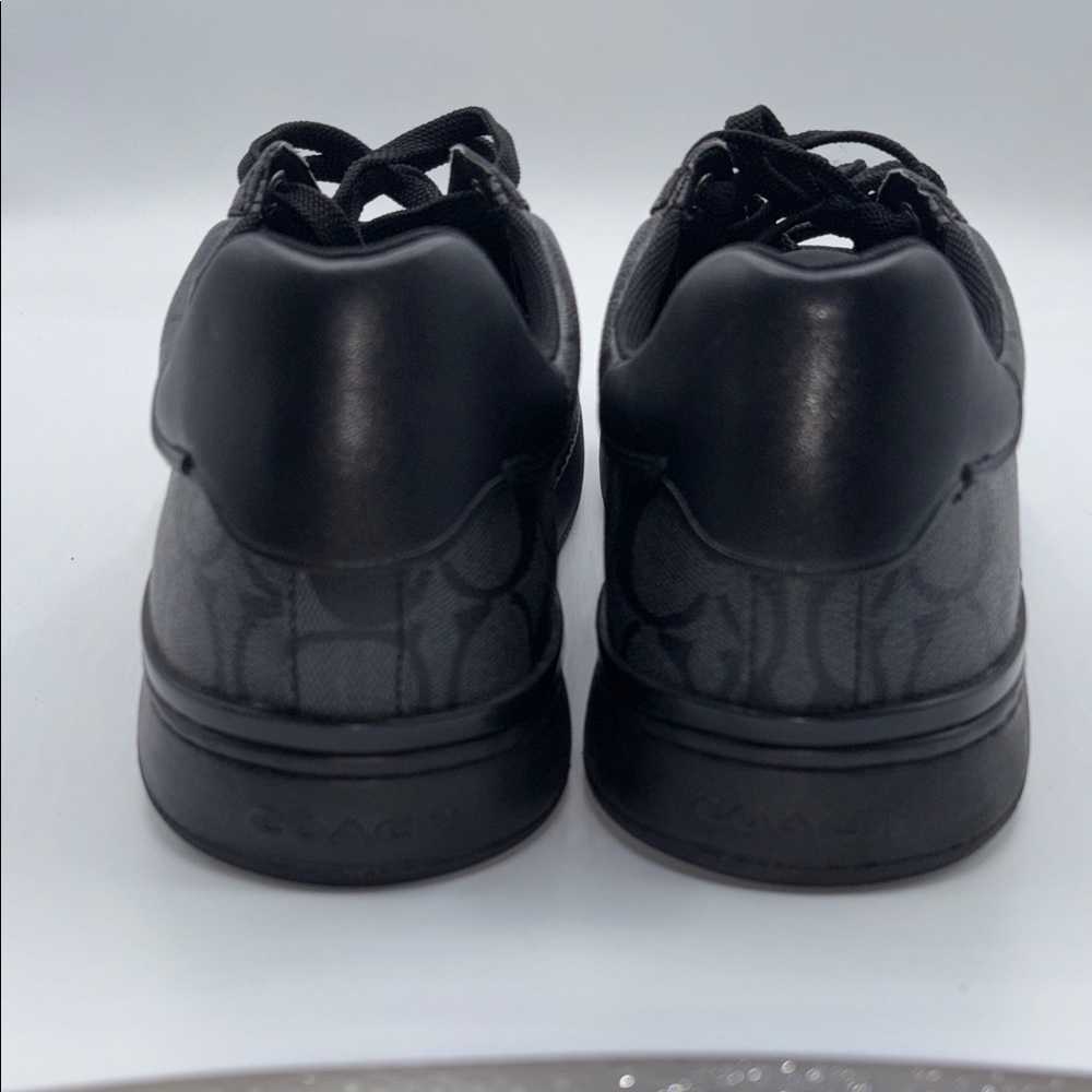Coach Men’s High Line Signature Logo Black Leather Sneakers Size 12 - Picture 7 of 13